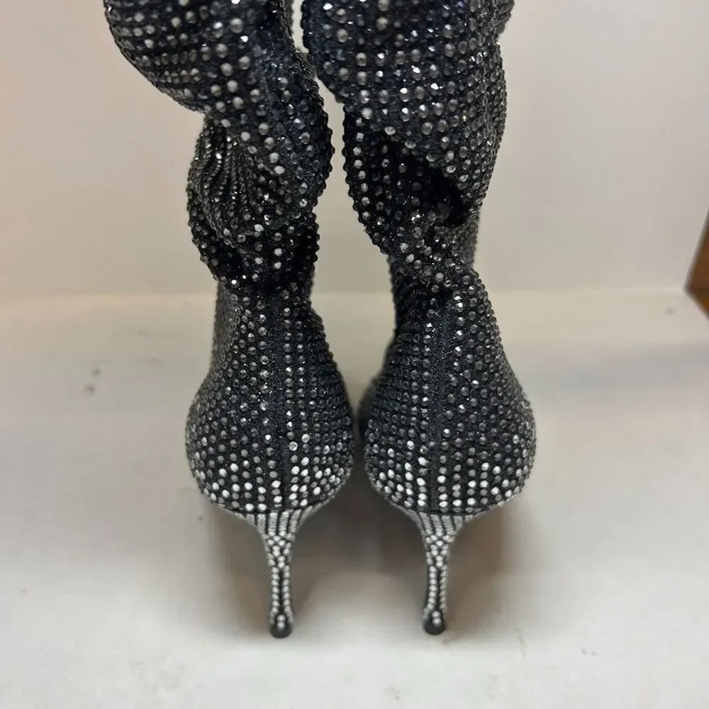 Thalia Sodi Womens 7.5 M Black Ombre Rhinestone Raquell Boots DISPLAY QI7
